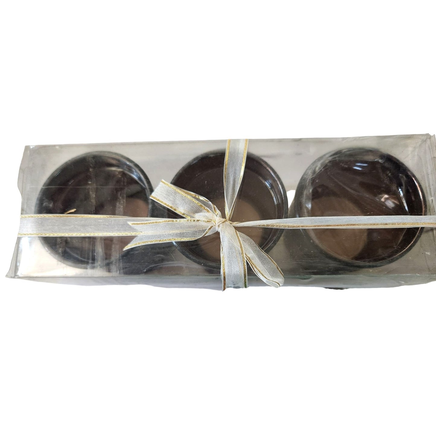 Candles Brown Glitter Bottom Tea Light 2 1/2 " Tall 2" Top Gift Box Set of 3