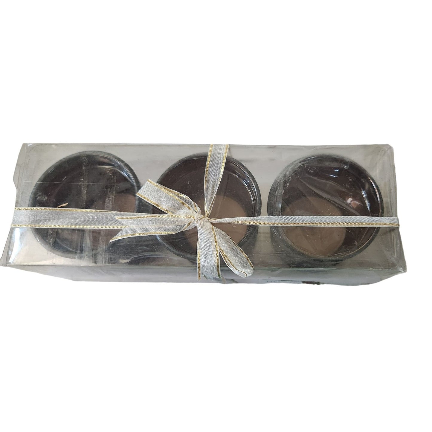 Candles Brown Glitter Bottom Tea Light 2 1/2 " Tall 2" Top Gift Box Set of 3