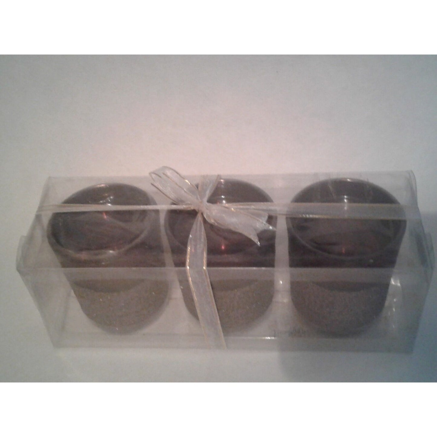 Candles Brown Glitter Bottom Tea Light 2 1/2 " Tall 2" Top Gift Box Set of 3