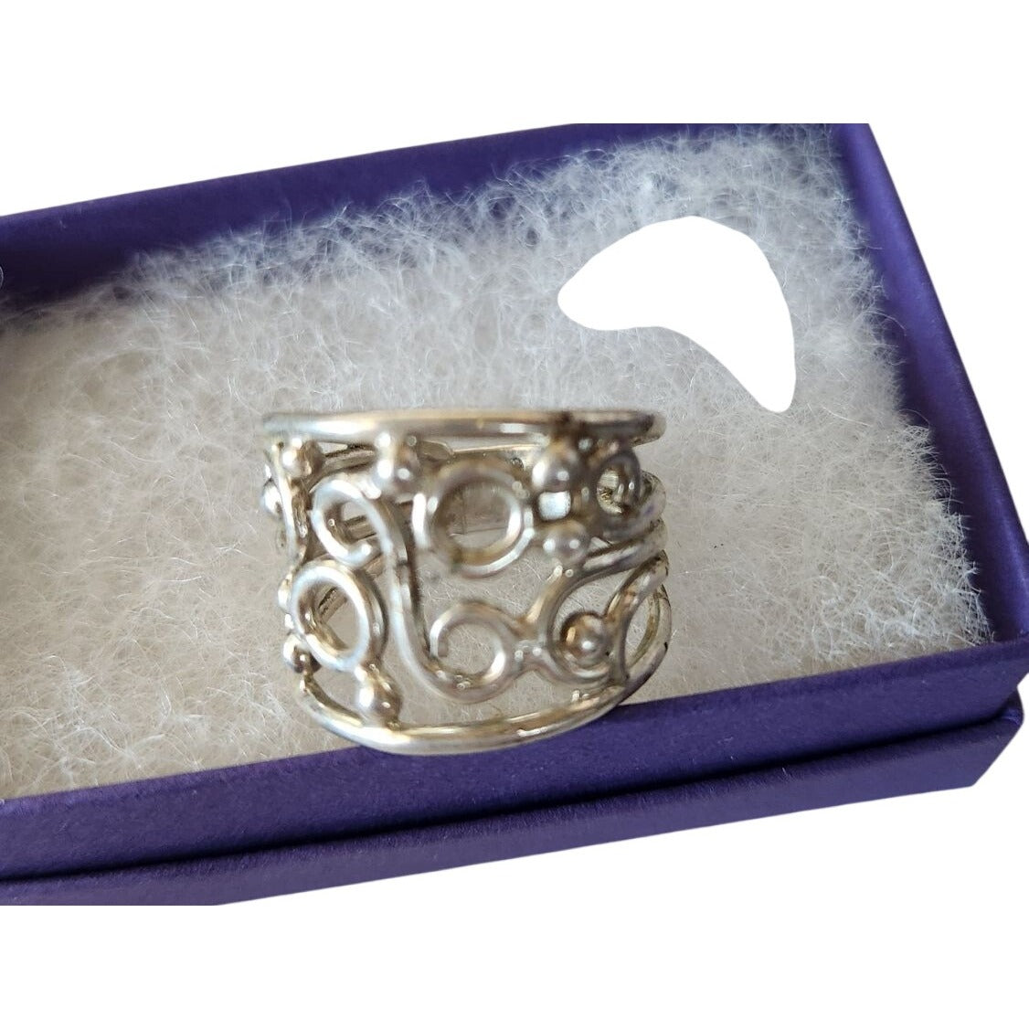 Ring Band Open Silver 20 mm wide Size 8 1/2 7.8 gr no Stone Jerry Fran Harr