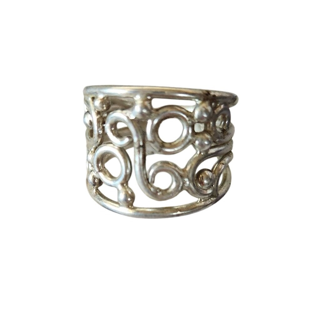 Ring Band Open Silver 20 mm wide Size 8 1/2 7.8 gr no Stone Jerry Fran Harr