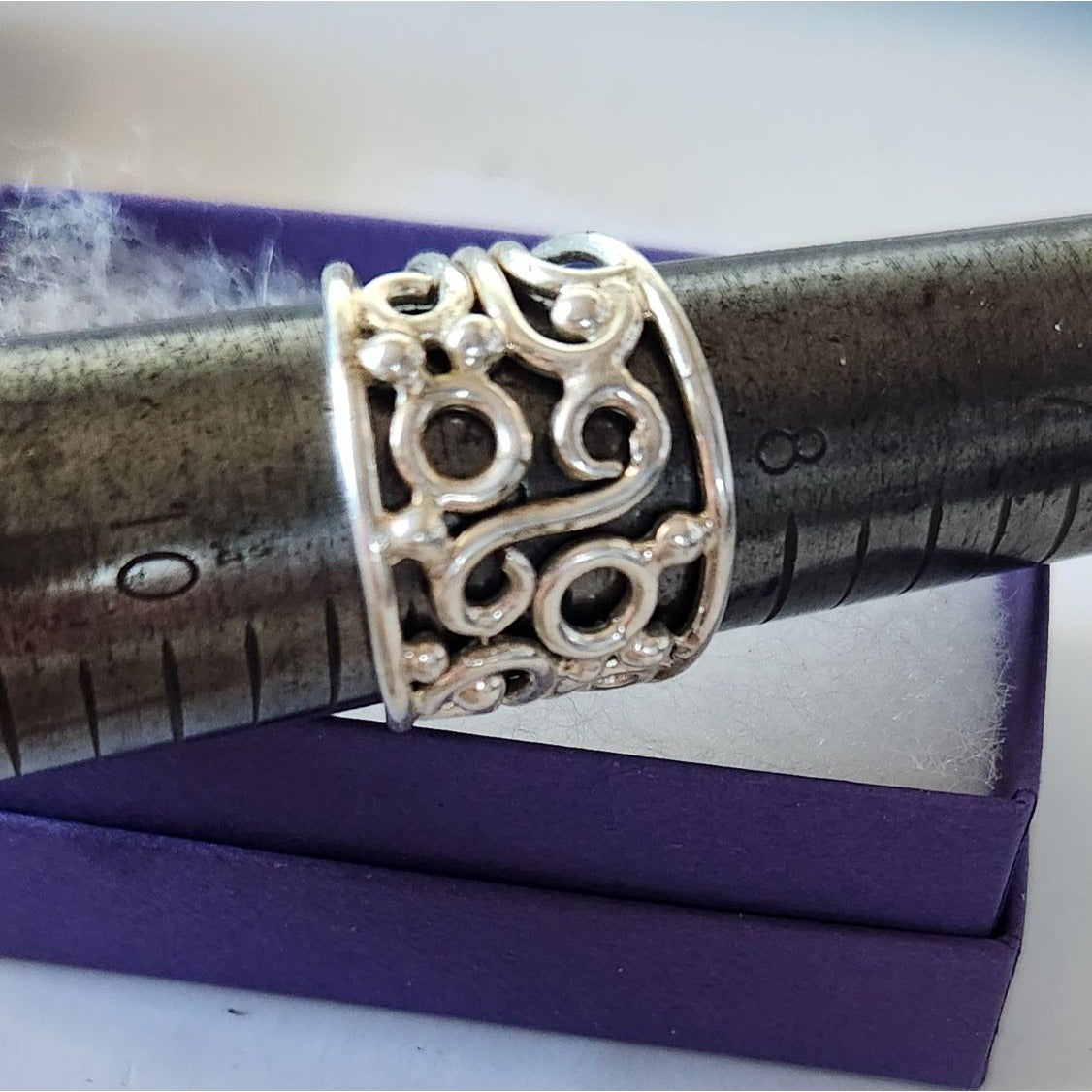 Ring Band Open Silver 20 mm wide Size 8 1/2 7.8 gr no Stone Jerry Fran Harr