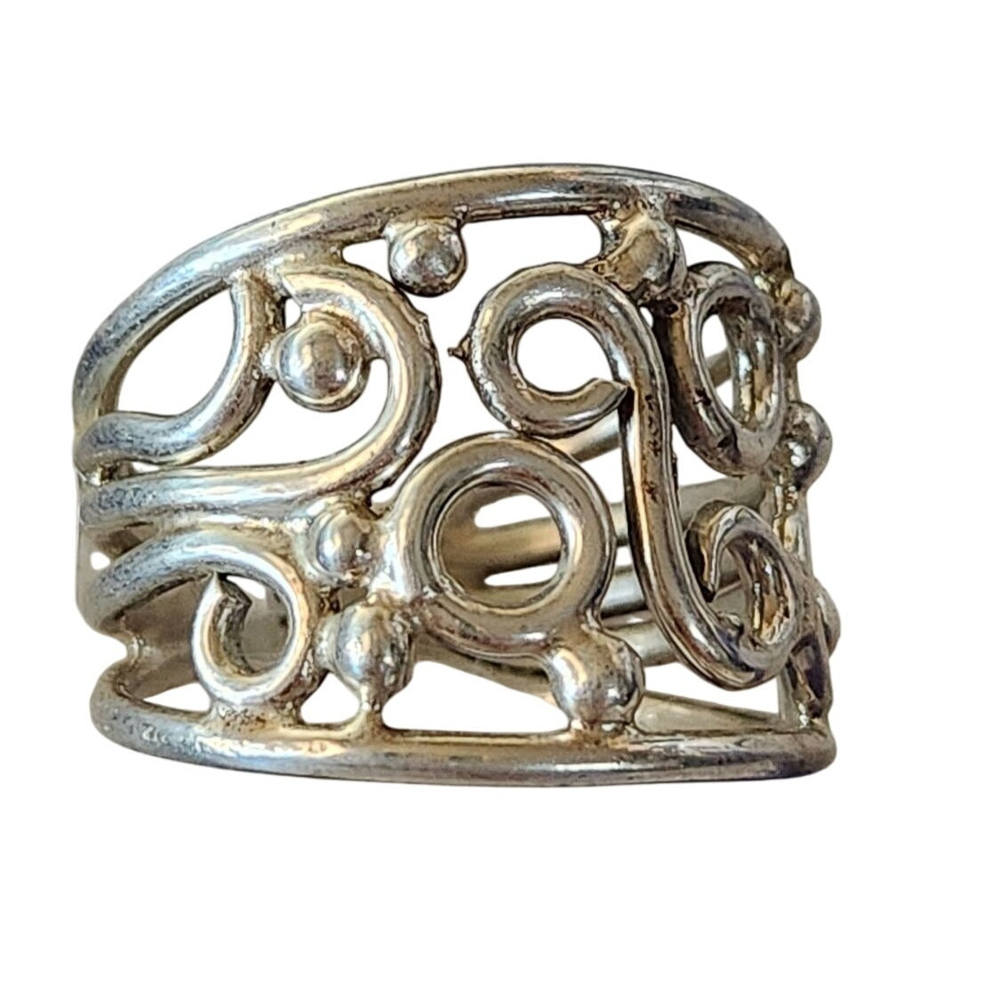 Ring Band Open Silver 20 mm wide Size 8 1/2 7.8 gr no Stone Jerry Fran Harr