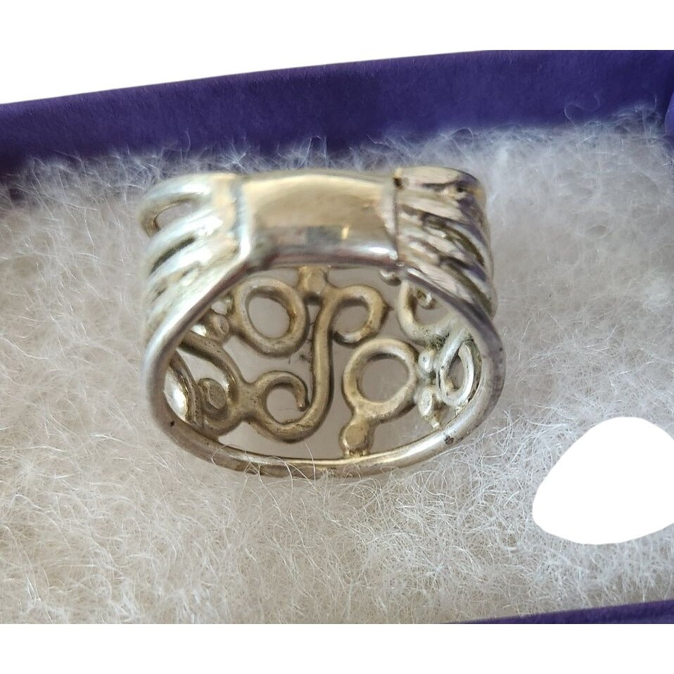 Ring Band Open Silver 20 mm wide Size 8 1/2 7.8 gr no Stone Jerry Fran Harr