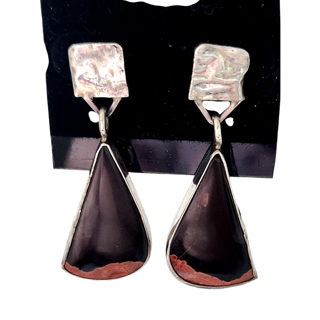 Jewelry Earrings Palmwood Silver 8.1 gr 35m x 15m Silver Brown Black Post Earrings
