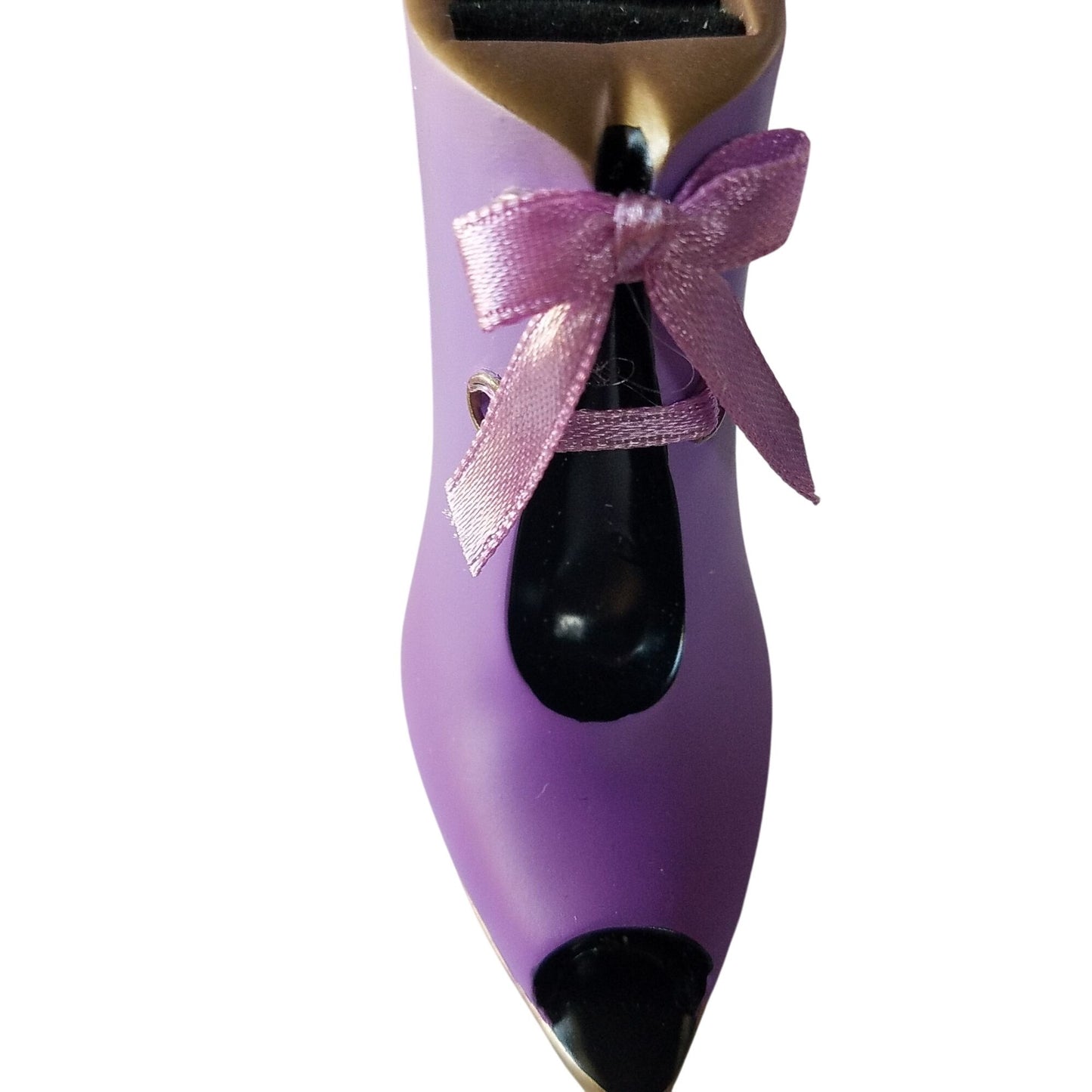 Purple High Heel Ring Holder With Bow & Gold Accents