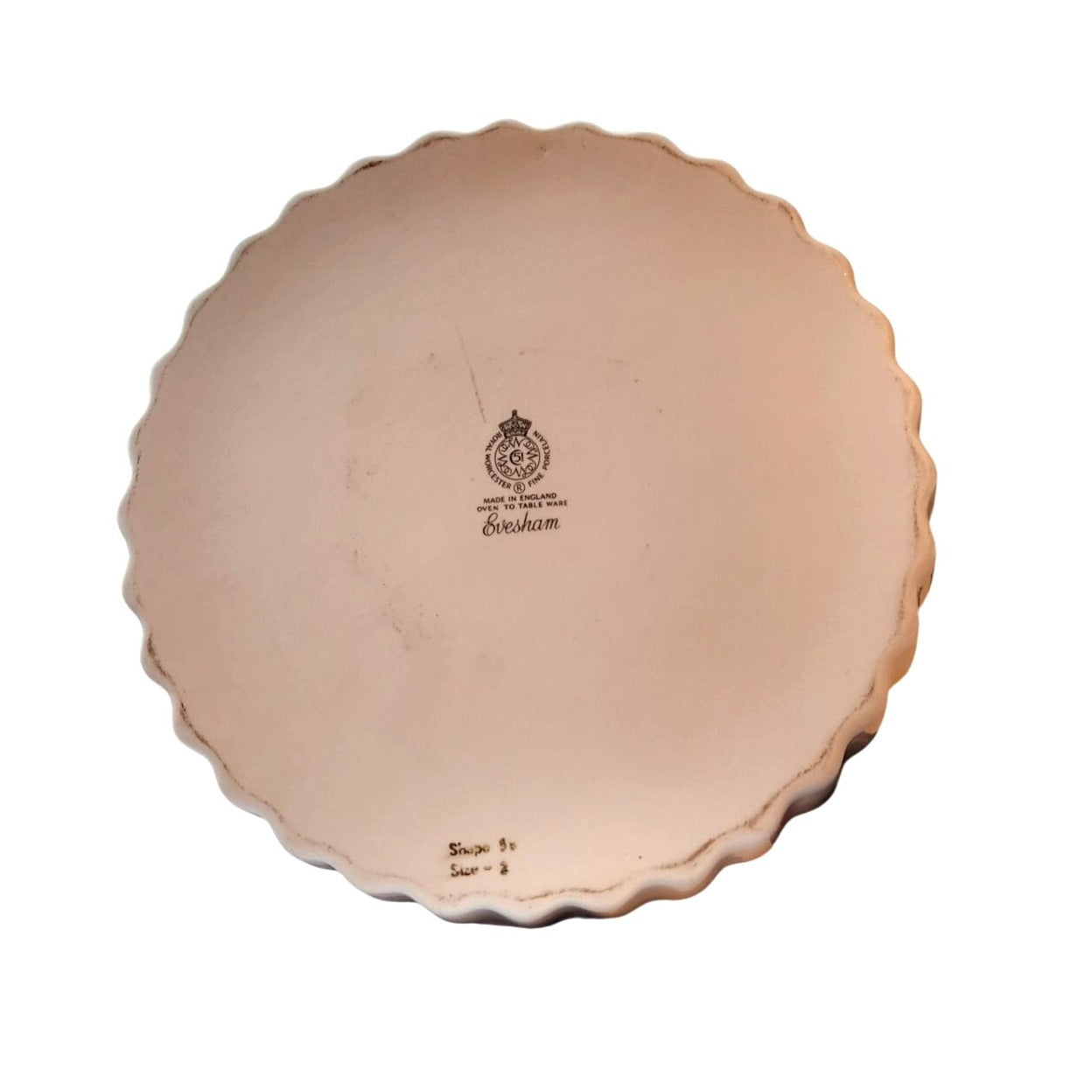 Plate Vintage Evesham Gold Fluted Tart Dish 9" Fruit Design By Royal Worcester