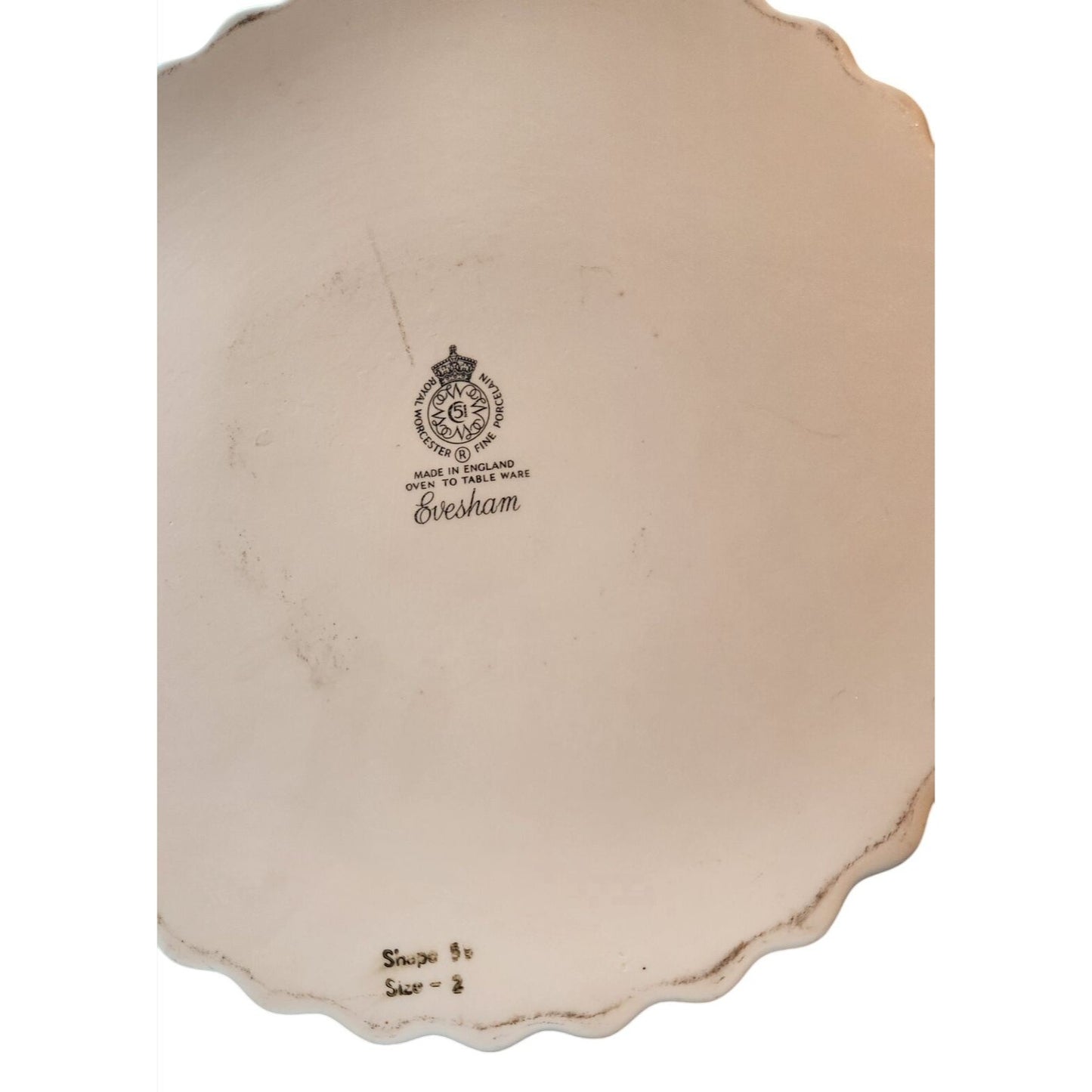 Plate Vintage Evesham Gold Fluted Tart Dish 9" Fruit Design By Royal Worcester