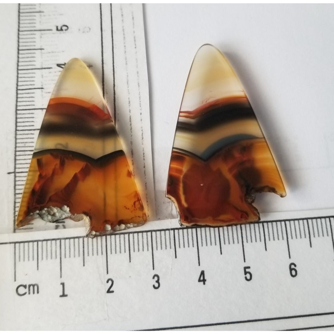 Loose Gemstone 2 Pieces Matched Banded Montane Agate 4 cm x 3 cm 10 gr Beige Brown Black