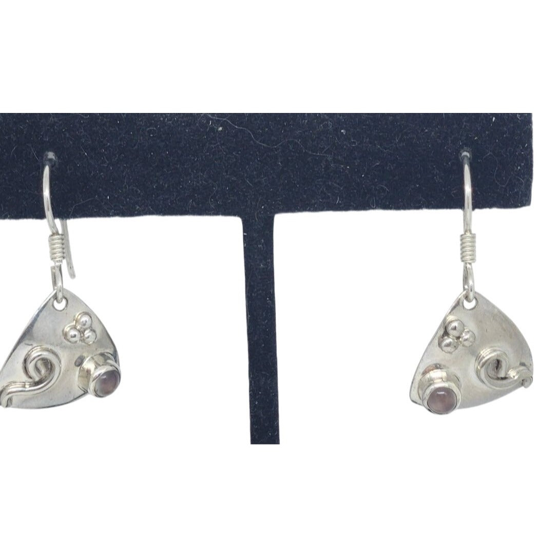 Earrings Set Tiger Eye Circle 925 Silver Weight 4 Gr 18.5 ct Handmade