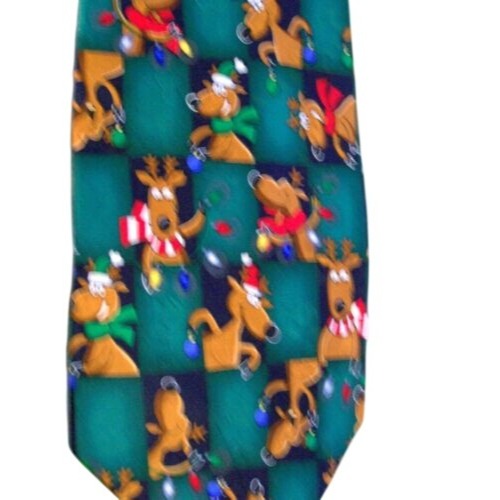 Tie 100 % Silk  Happy Reindeer Scarf Special Ties Neck Tie Holiday Bulbs Lights