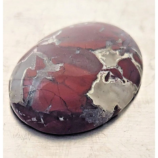 Gemstones Loose Red Brecciated Agate Cabochon 7.4 gr Pendant Size 14 mm x 30 mm