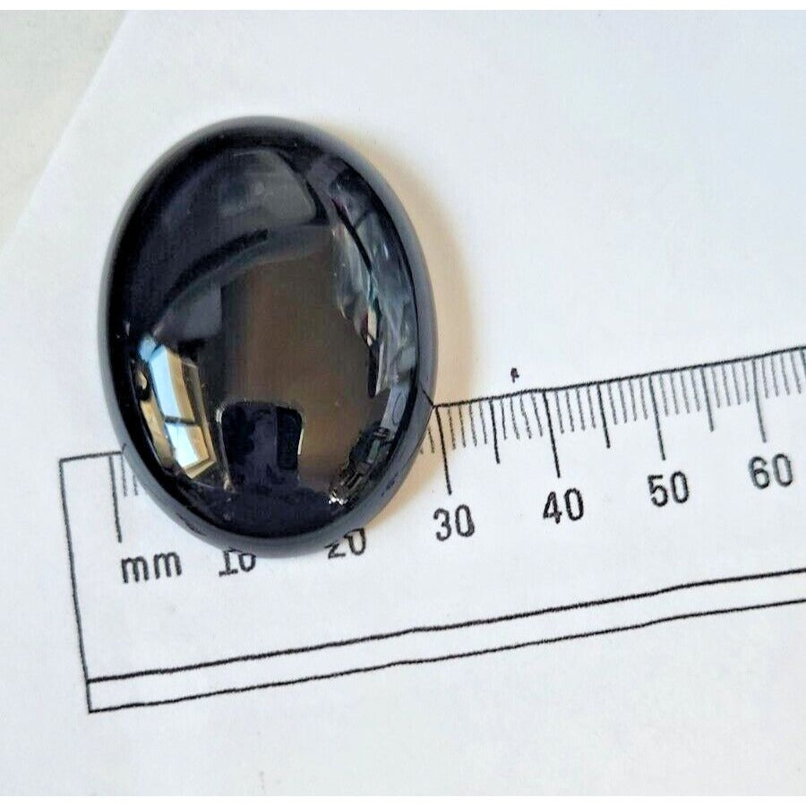 Gemstones Loose Black Onyx Cabochon 16.2 gr Pendant Size 42 mm x 30 mm