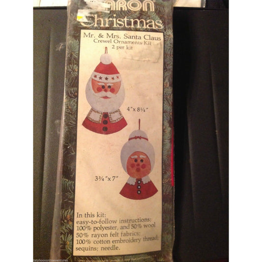 Ornament Caron Mr & Mrs Santa Clause 2 per kit  Fabric Thread Sequins Needle