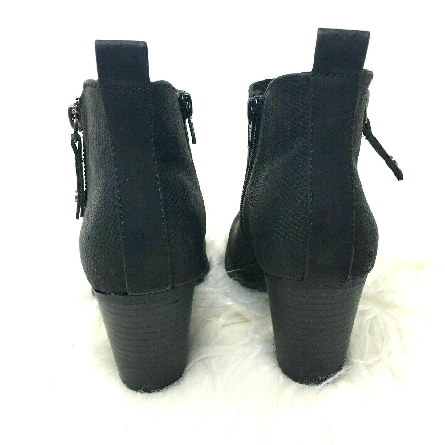 Shoe Women Size 10 Black Short Boot Universal Thread Jameson Double Zip 3" Heel