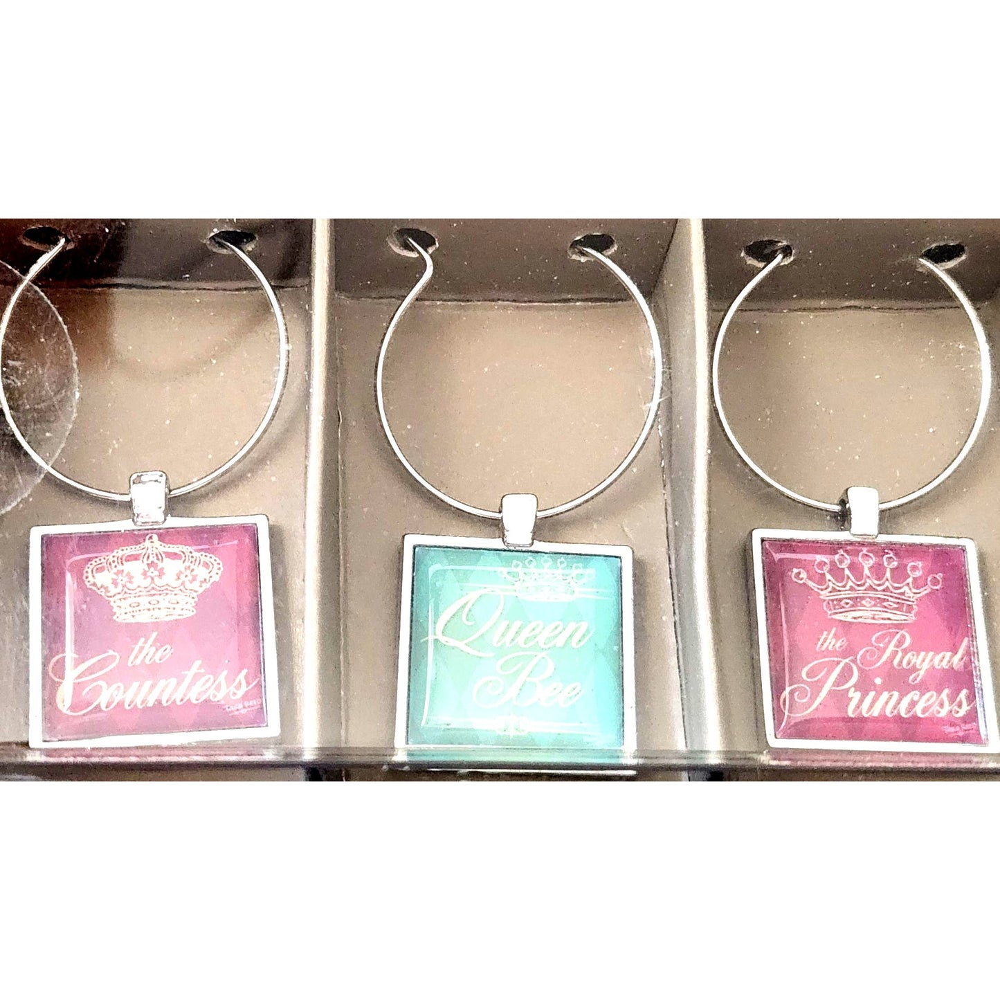 Wine Charms Set of 6 Countess Queen Bee Royal Princess Drama Queen The Queen Her Majesty