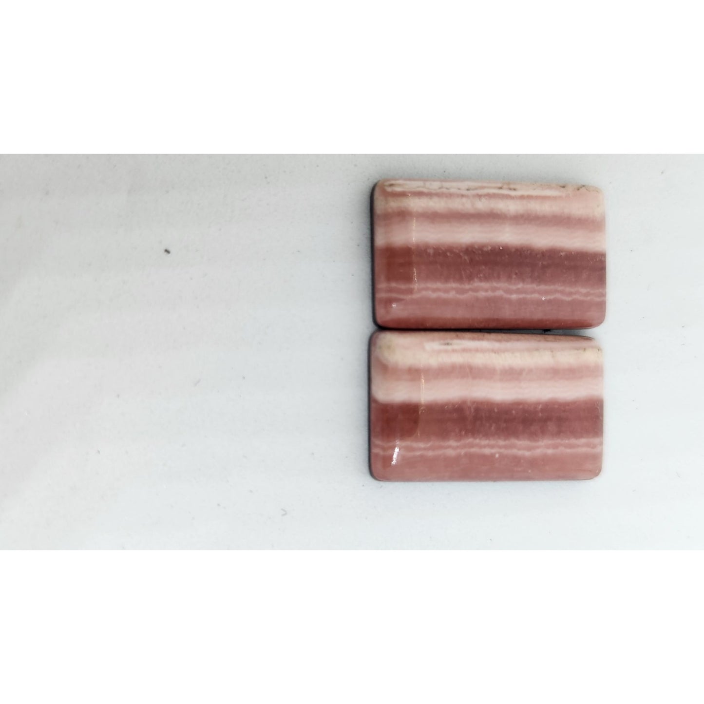 Gemstone Loose Matched Pair Rhodochrosite Crystal Pink Stripes 23.5 ct  5.1 gr