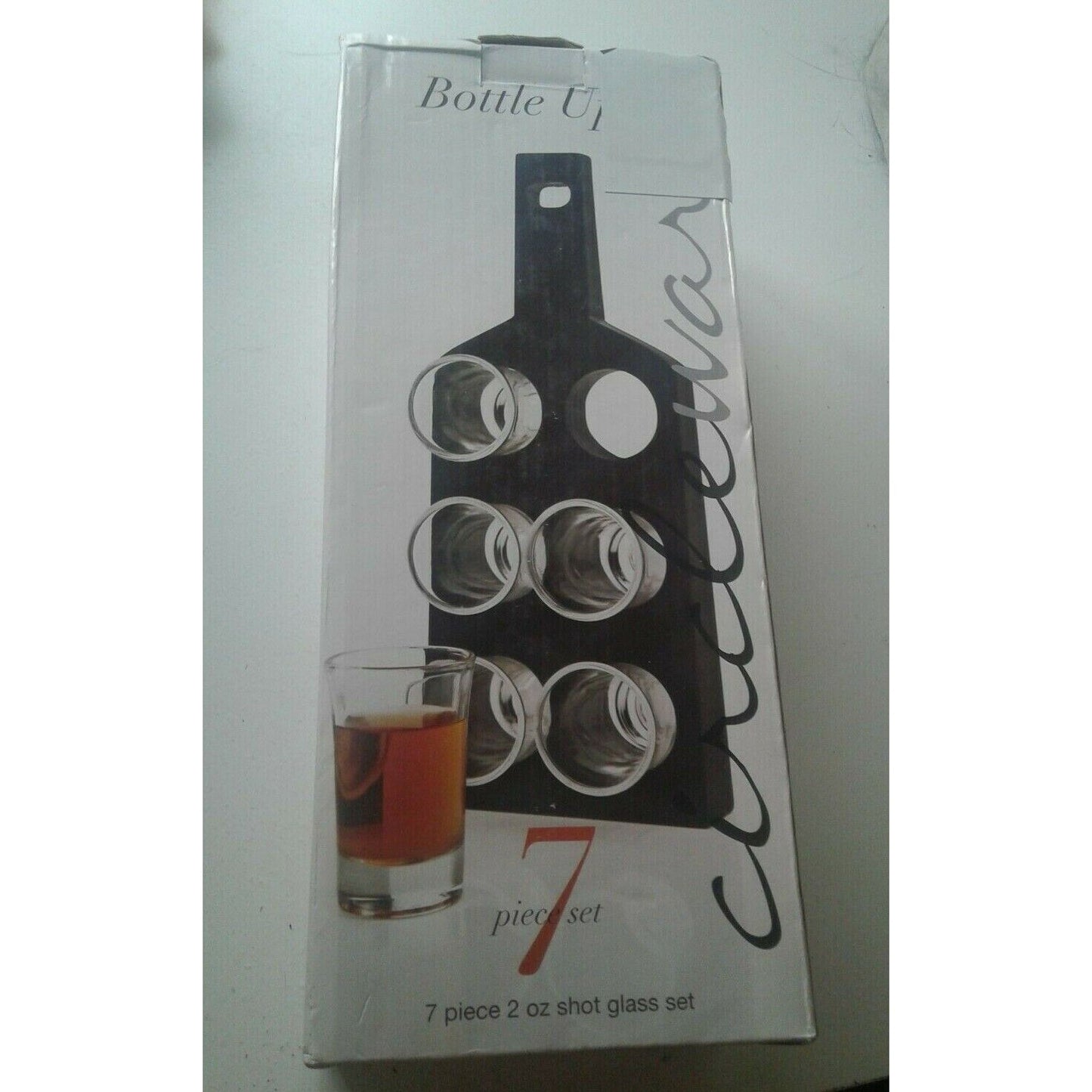 Shot Glasses Bottle Up 6 glasses with Holder for Serving Circleware 2 oz Glass