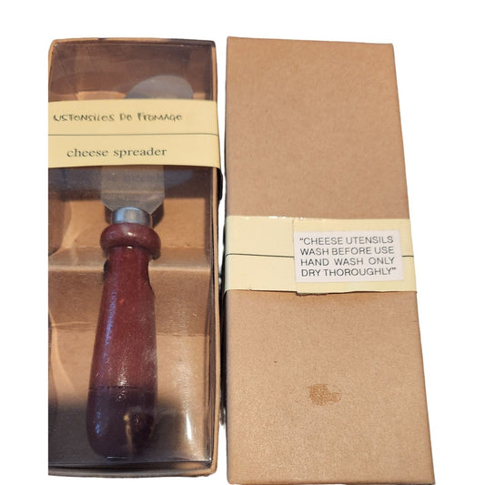 Cheese Spreader set of 12 Stainless 6" Long  2 1/2" Blade Red Brown Handle 3 1/2"