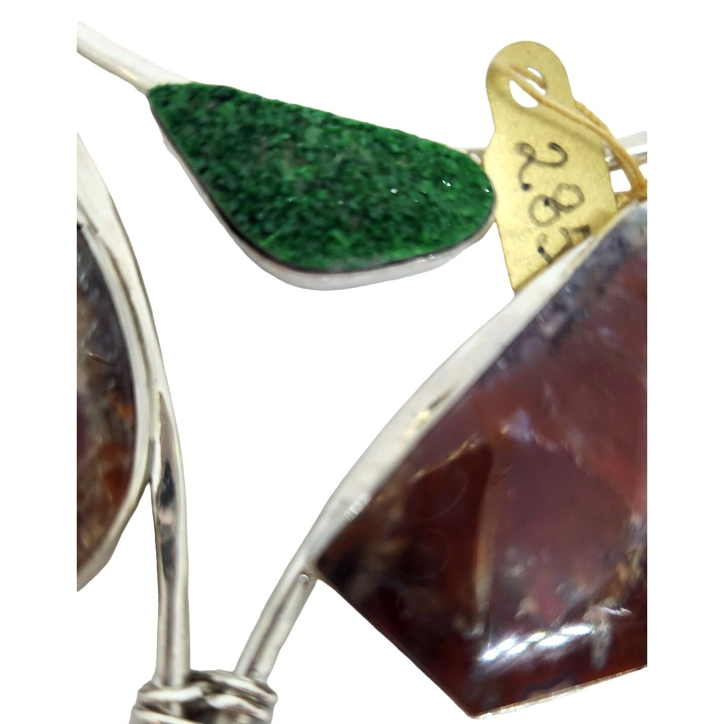 Pendant Plume Agate Druzy Silver 45.8 gr 925 Silver Jerry Fran Harr 85mm x 85mm x 85mm Triangle