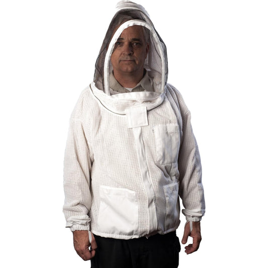 Forest Beekeeping Jacket - Ventilated Jacket with Fencing Veil Hood, Premium Beekeeping Jacket YKK Brass Zippers, Professional, Commercial,