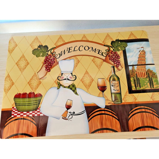 Home Store Chef Welcome Sign Vinyl Placemat Set of 4  Softback Size 18" x 12"