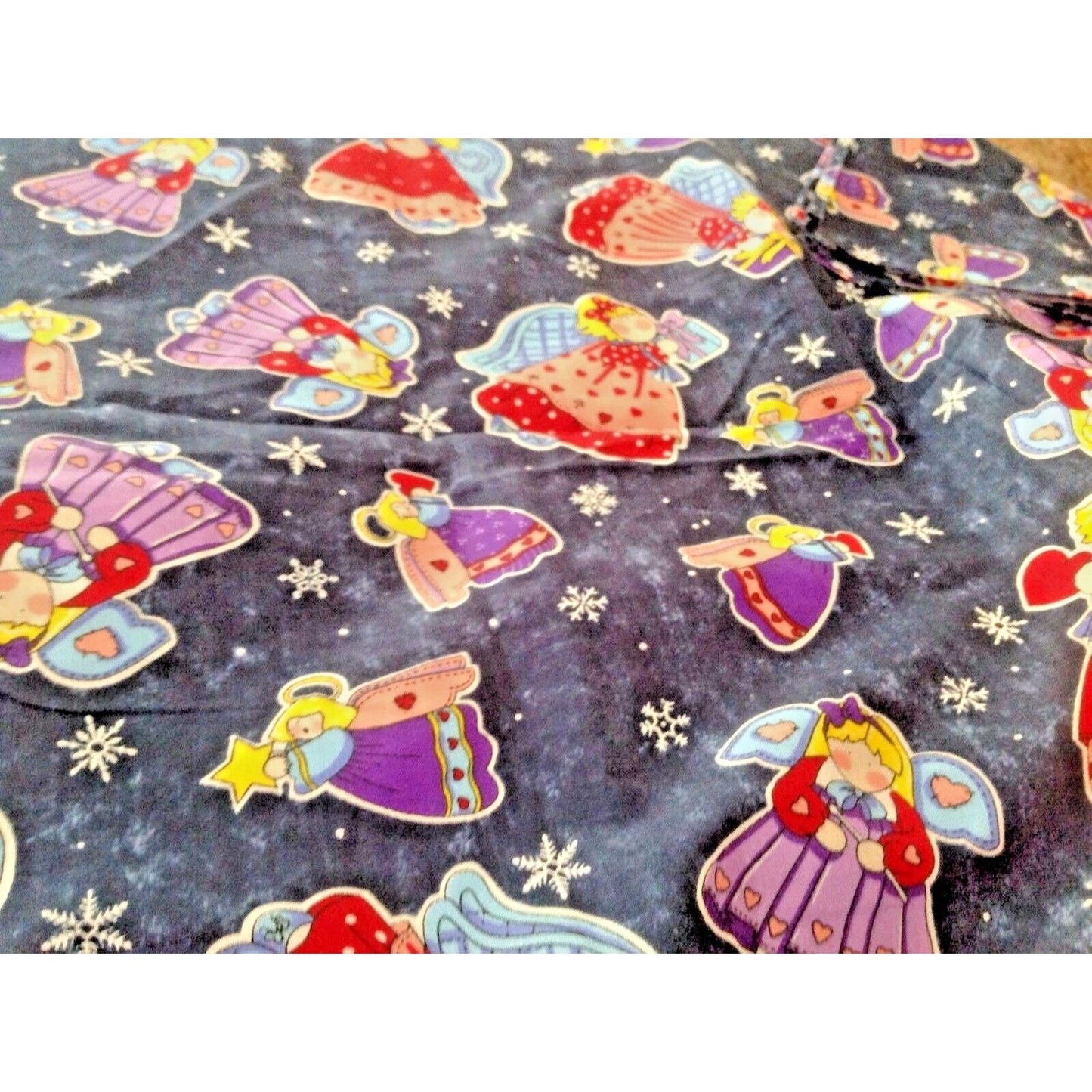 Material Fabric Blue Cotton Christmas Sprit # 6064 45" x 50"  Spring Industries