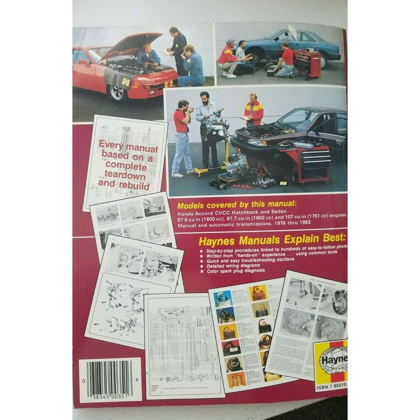 1976 - 1983  Haynes Honda Accord All Models Automotive Repair Manual