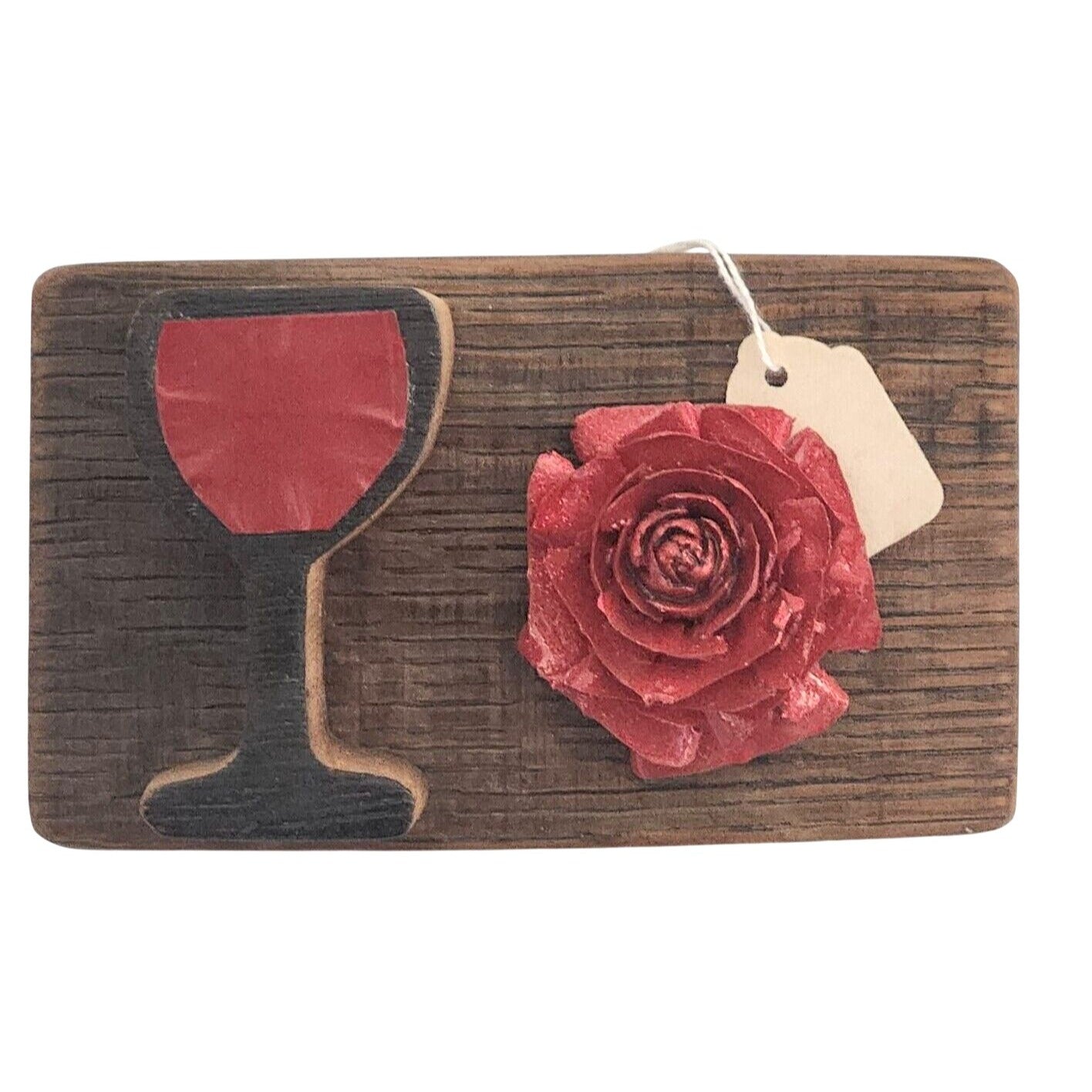 Wood Wine Barrel Sign Wine Glass Red Rose Dark Wine Stave Toasted Hanger