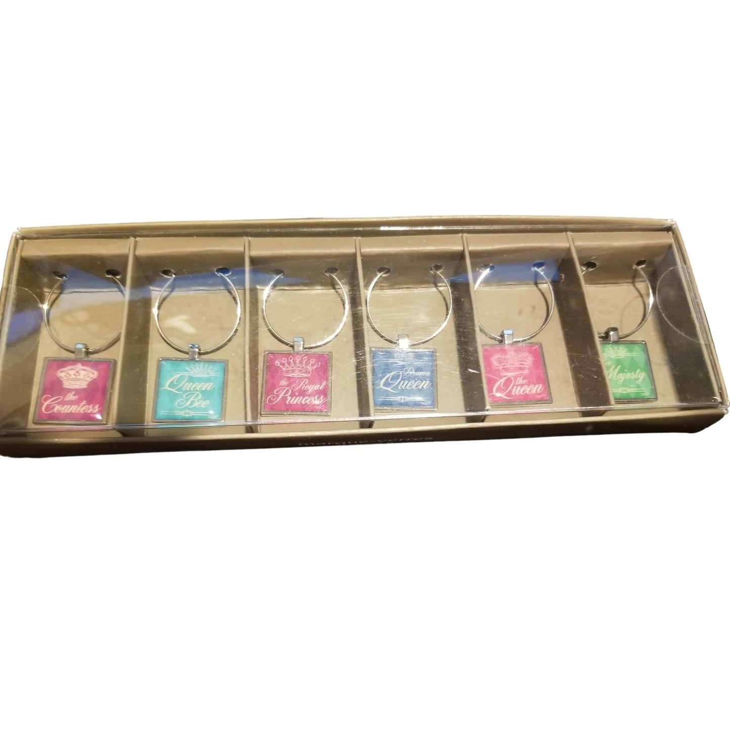 Wine Charms Set of 6 Countess Queen Bee Royal Princess Drama Queen The Queen Her Majesty