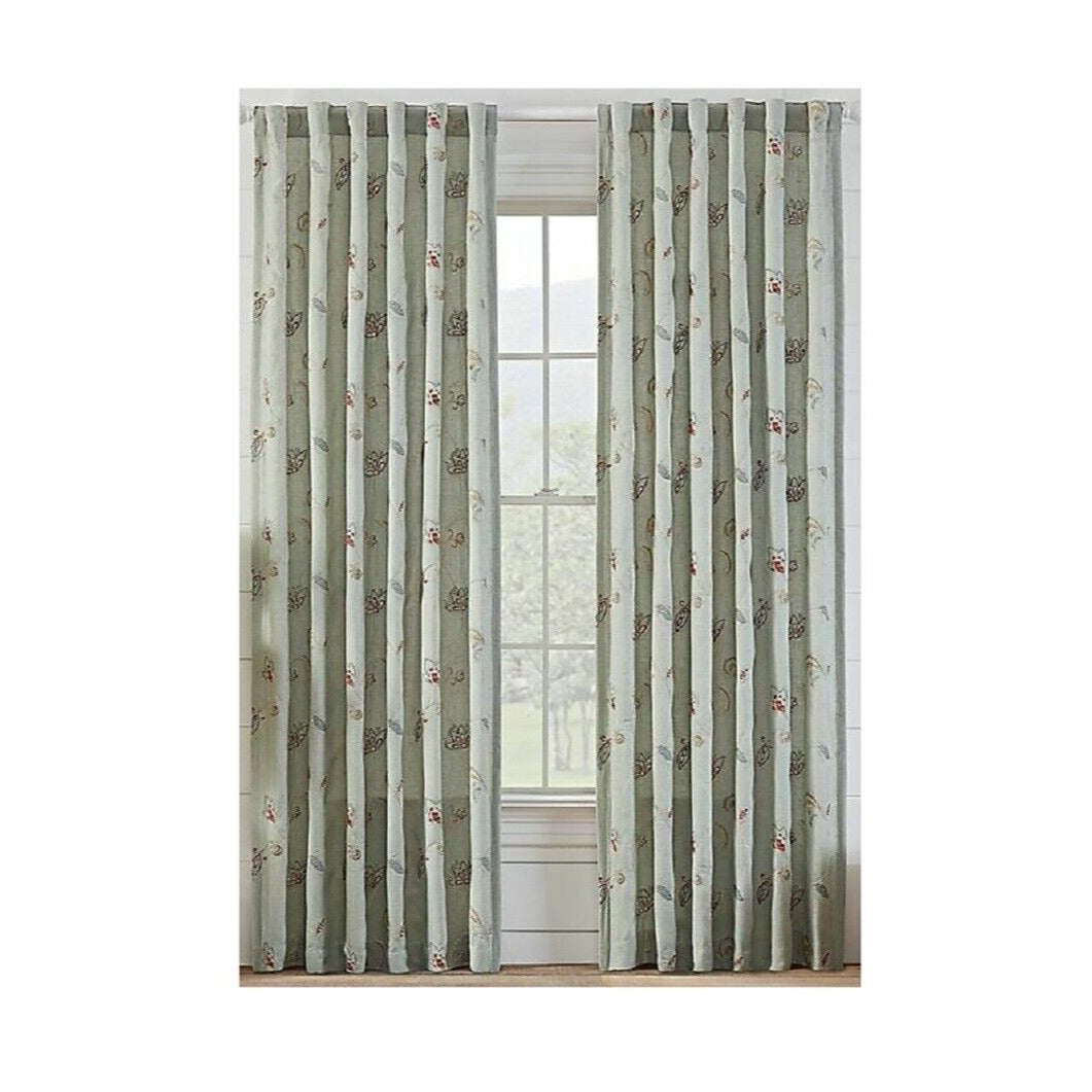 Curtain Panel Farmhouse Collection Spa Avery Embroidered  84" x 50"  Rod Pocket