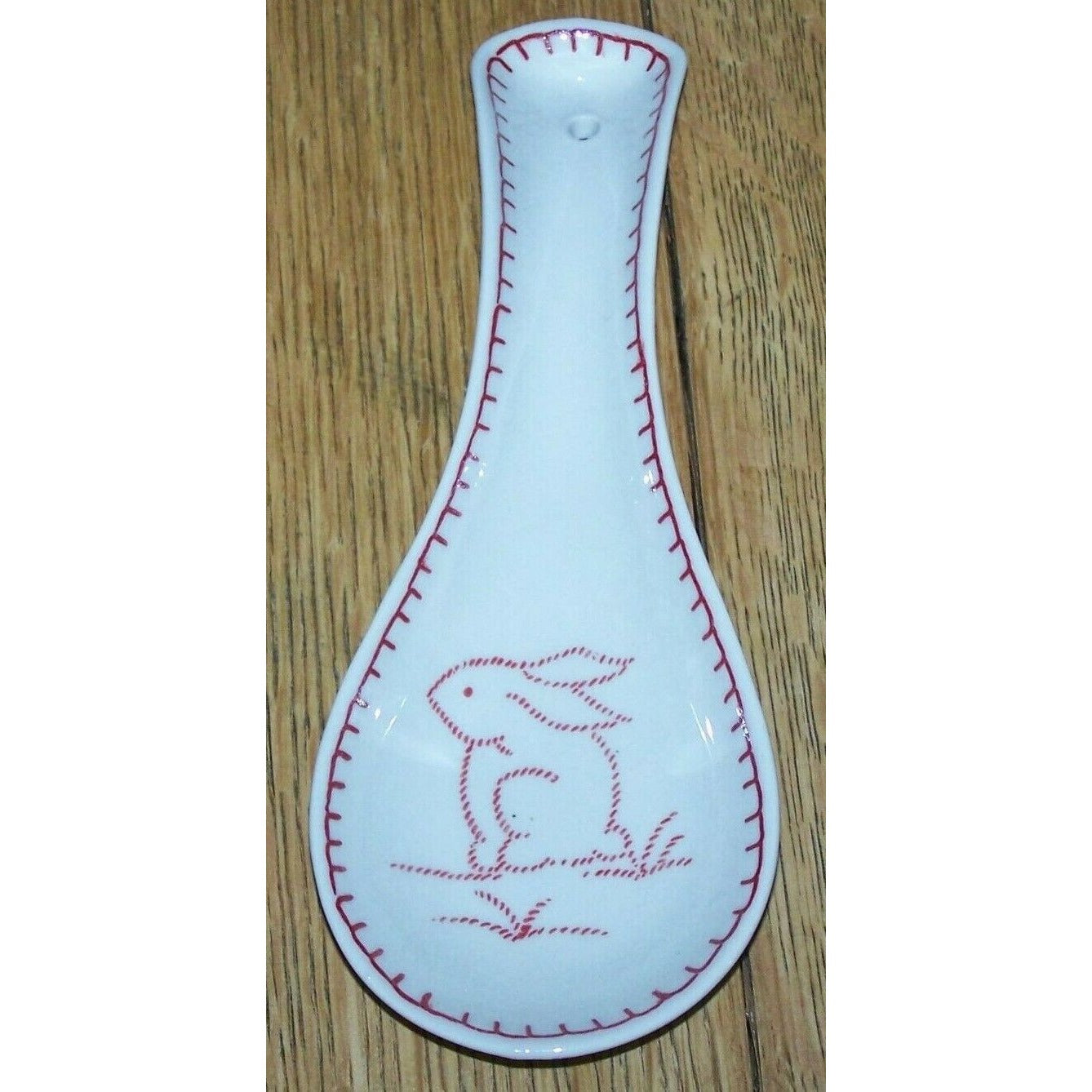 Spoon Rest Rabbit Bunny Ceramic Andrea by Sadek 8 1/2" Hanging or Counter