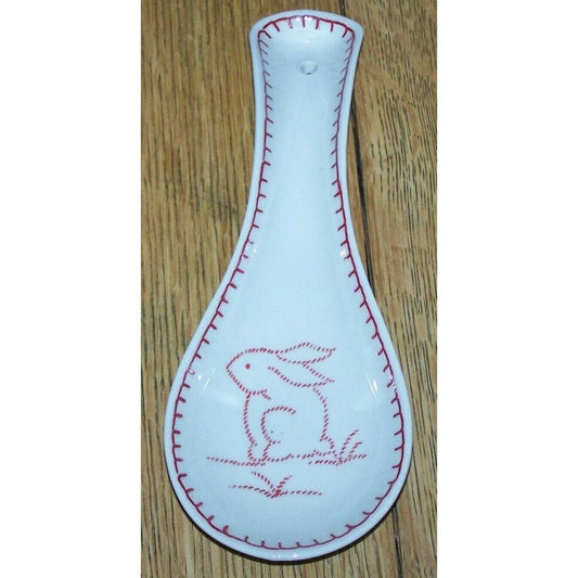 Spoon Rest Rabbit Bunny Ceramic Andrea by Sadek 8 1/2" Hanging or Counter