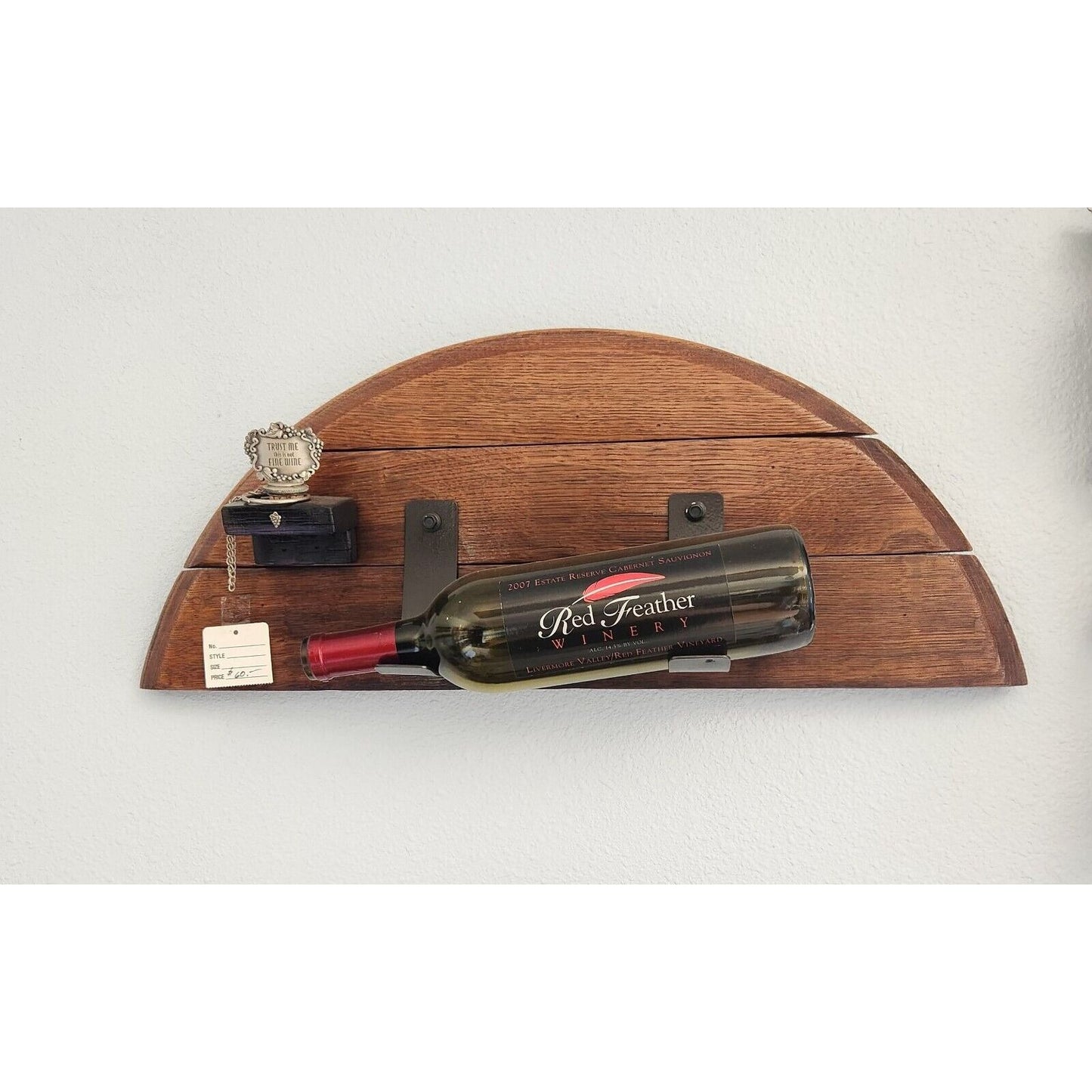 Wood Wine Bottle Holder 1 Bottle 1 Bottle Stopper Made from Wine Barrel and Ring