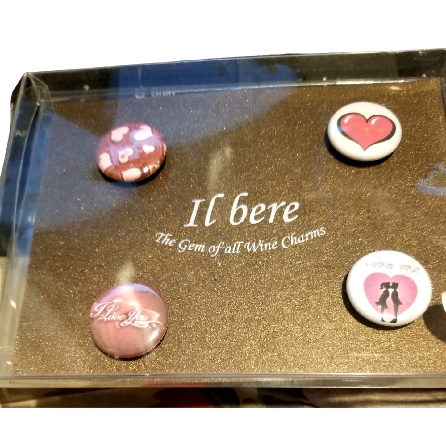 Wine Charms IL bere 4 piece Magnetic I love you Hearts 5