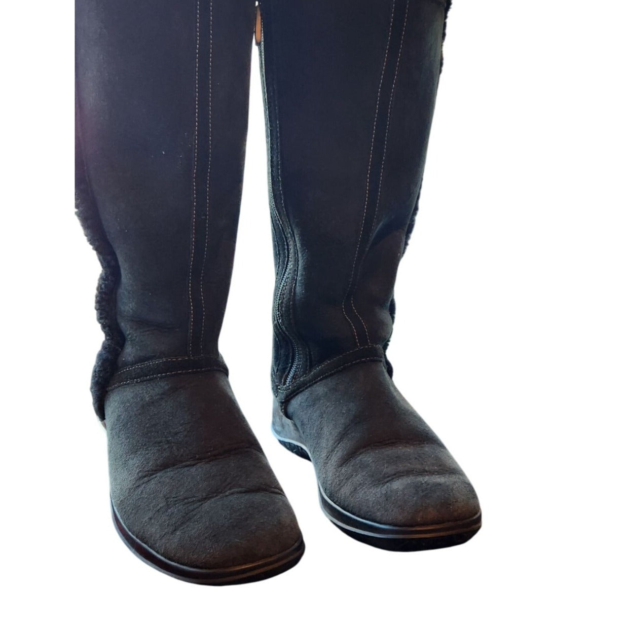 Clarks Artisan Collection Black Leather Shearling Lined Tall Boots Womens 6.5M Warm & Stylish Winter Footwear