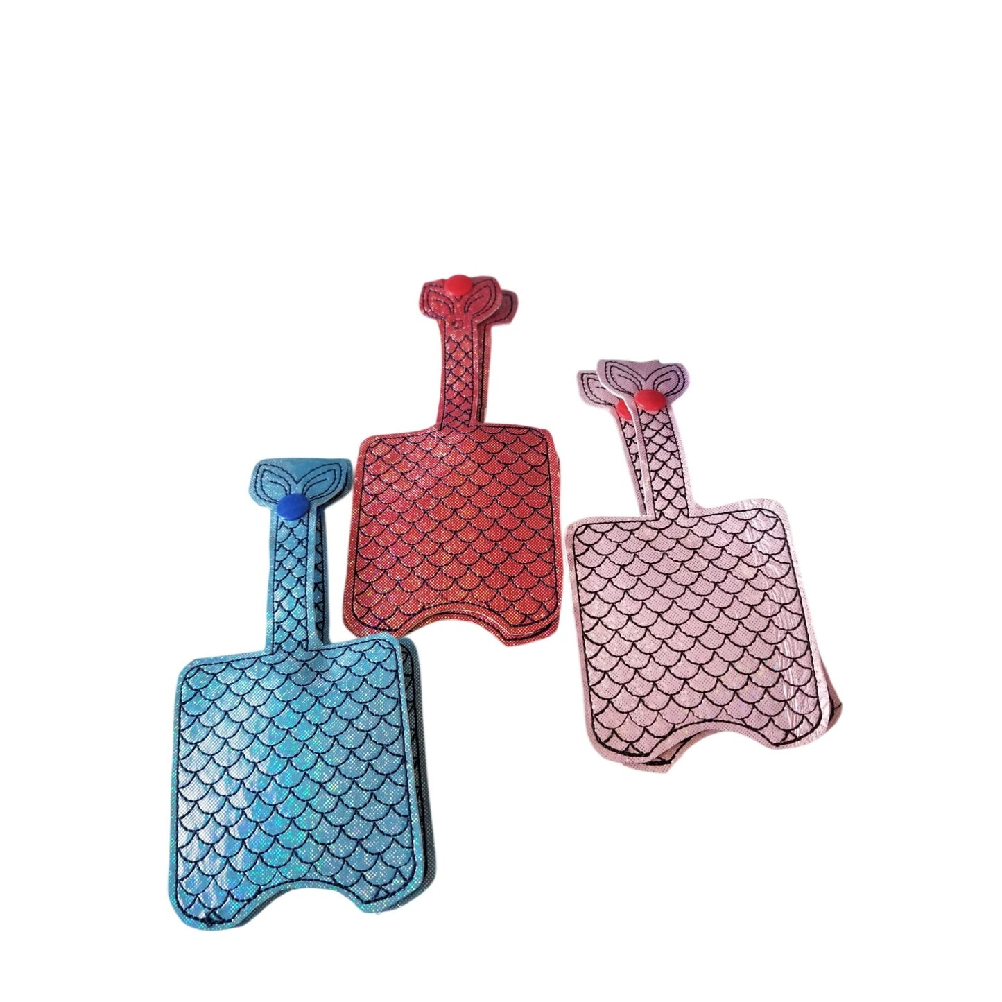 Bath & Body Works 1 oz Hand Sanitizer Set of 6 Mermaid Embroidered Faux Leather Holder