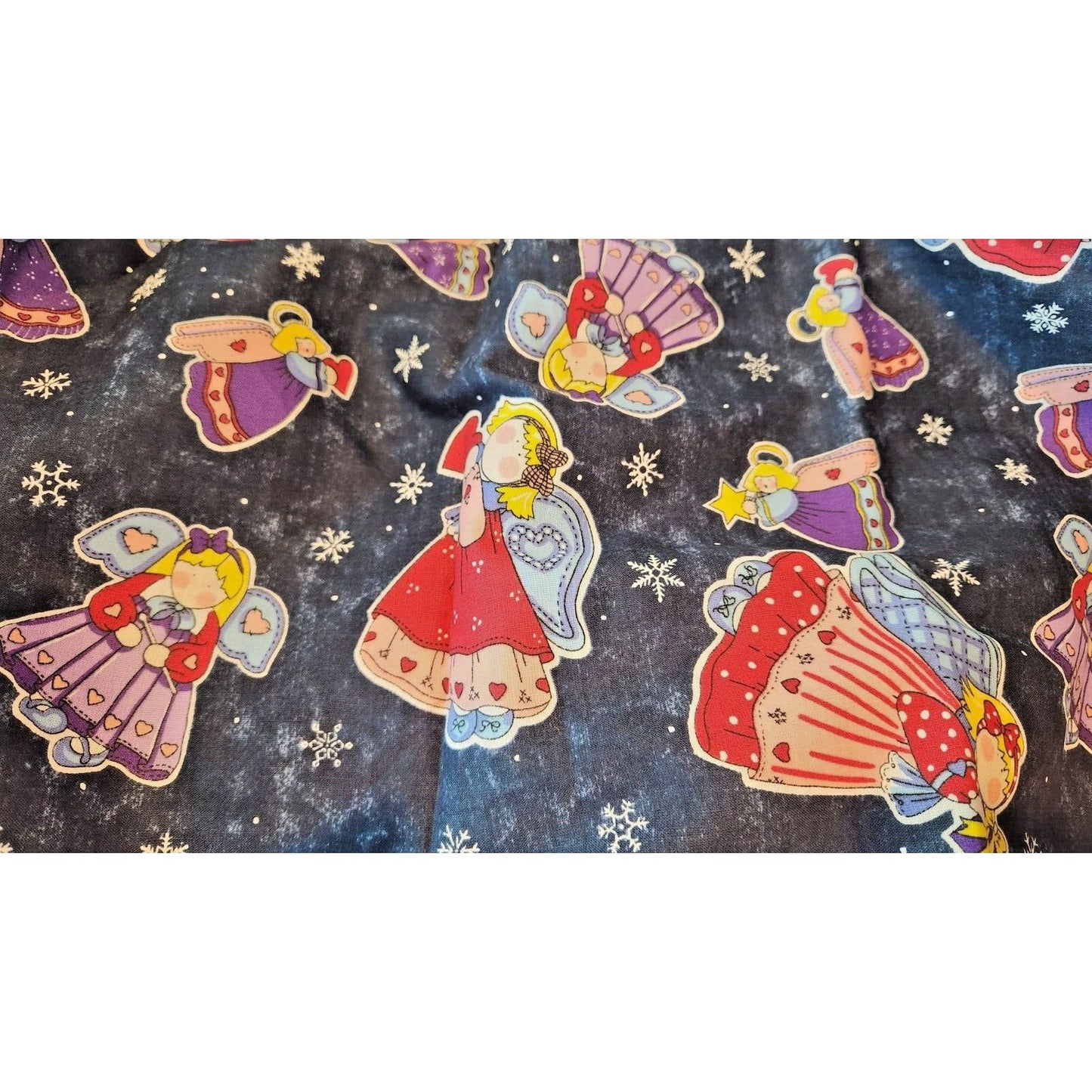 Material Fabric Blue Cotton Christmas Sprit # 6064 45" x 50"  Spring Industries