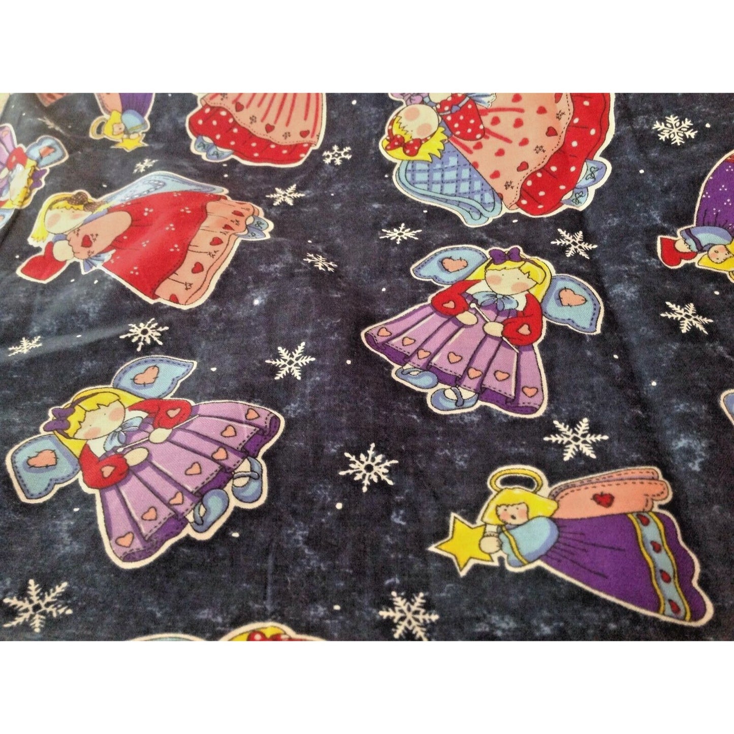 Material Fabric Blue Cotton Christmas Sprit # 6064 45" x 50"  Spring Industries