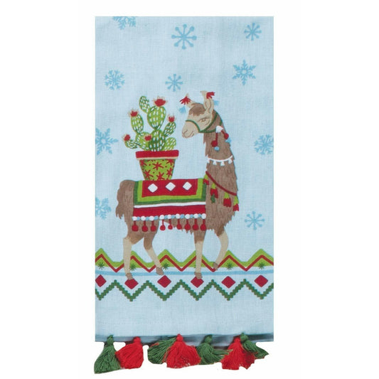 Kitchen Towel Kay Dee Design Blue FA La La Llama Holiday Tea Towel 16" x 26"