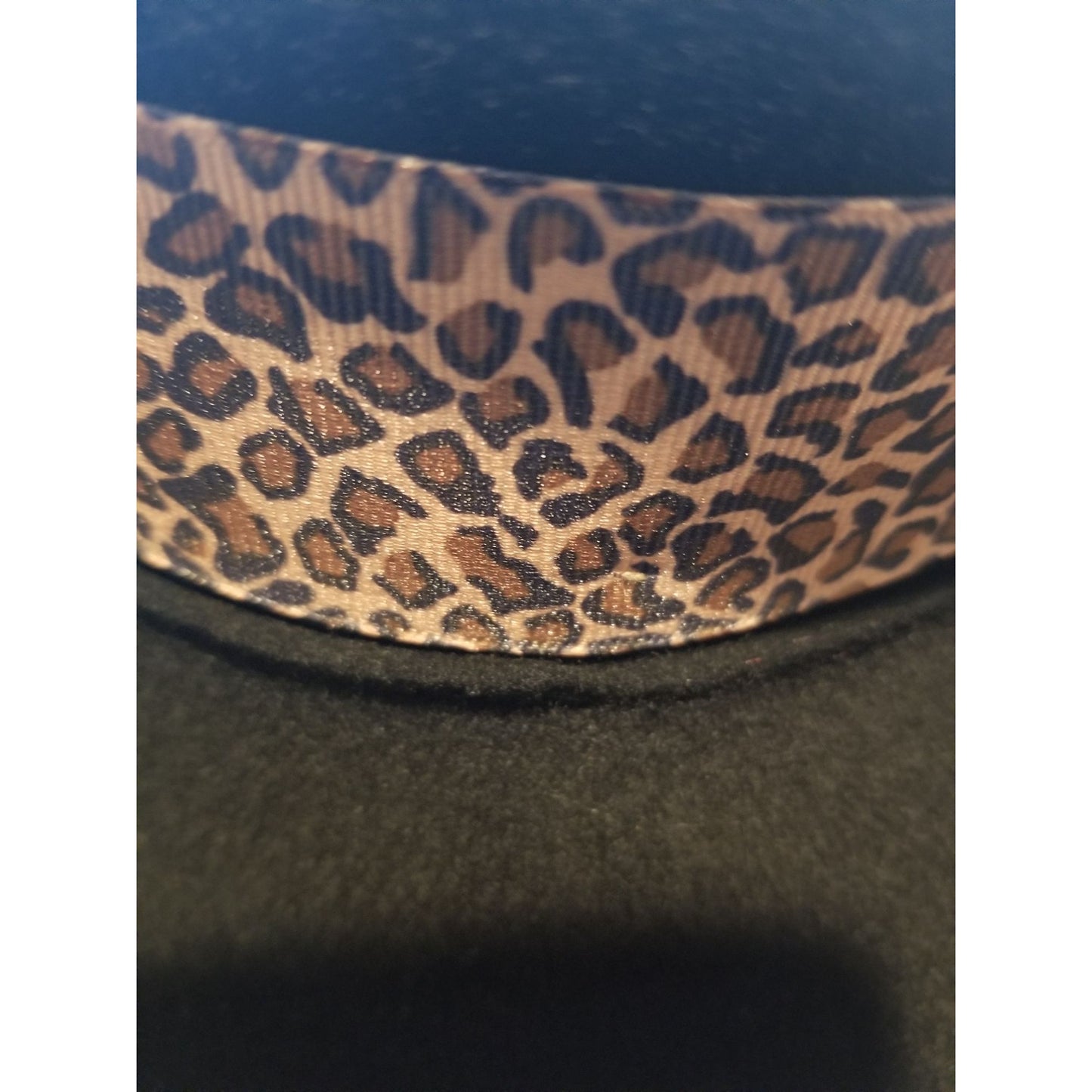 Callanan Hat Women's O/S Wide Brim Black Hat With Animal Print Pattern Bow