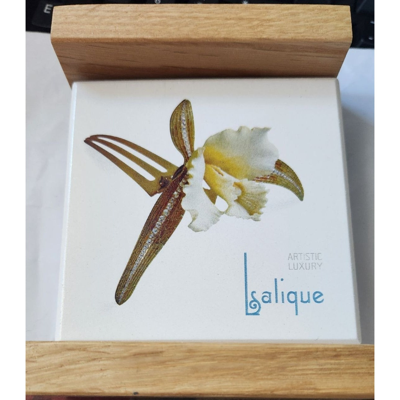 Absorbent Stone Coaster & Wood Tray Set of 4 Faberge Tiffany Cork Back