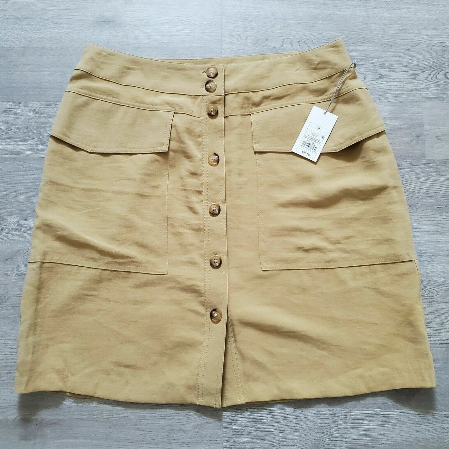 Skirt A New Day Women's Size 2 Tan High Rise Button Front Casual Pockets