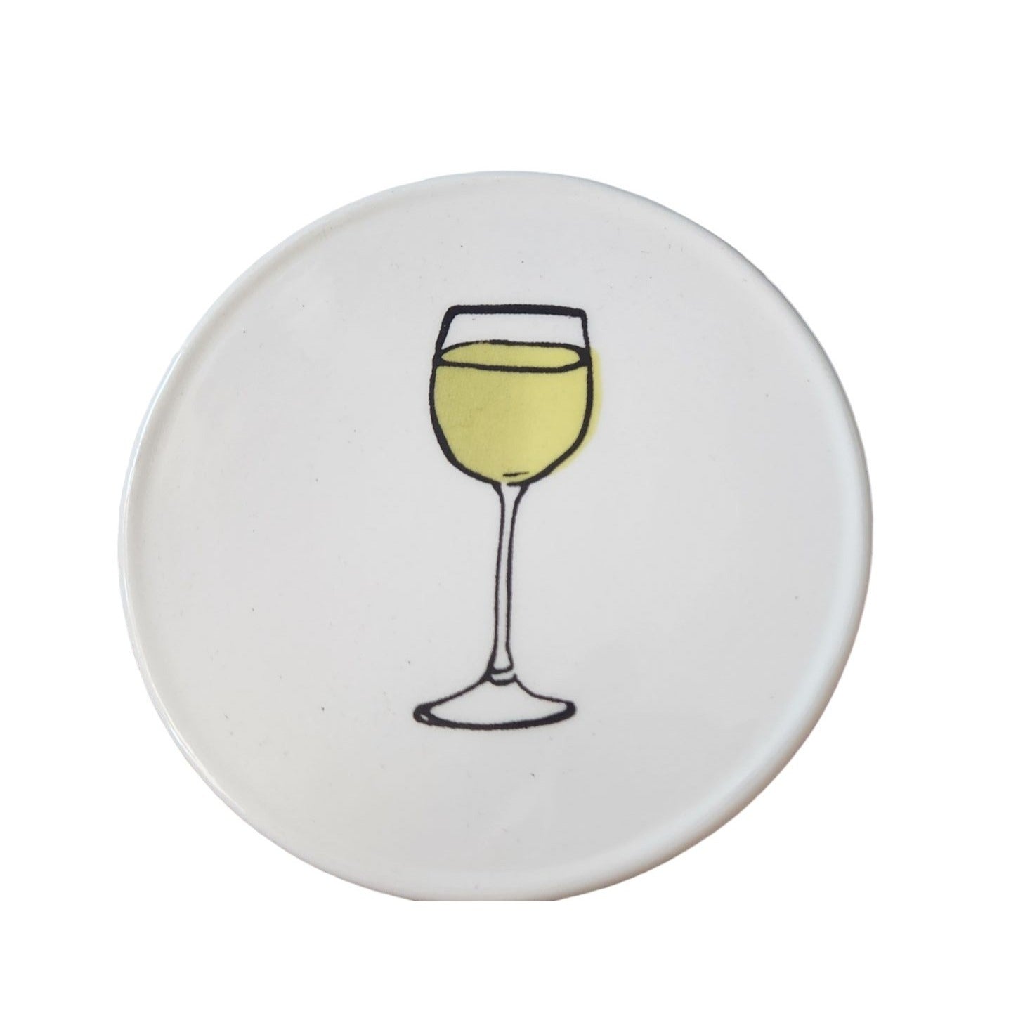 Coaster 4" Round  Ceramic Wine Glass Set of 3  Rubber Feet Ralph's Dolomite