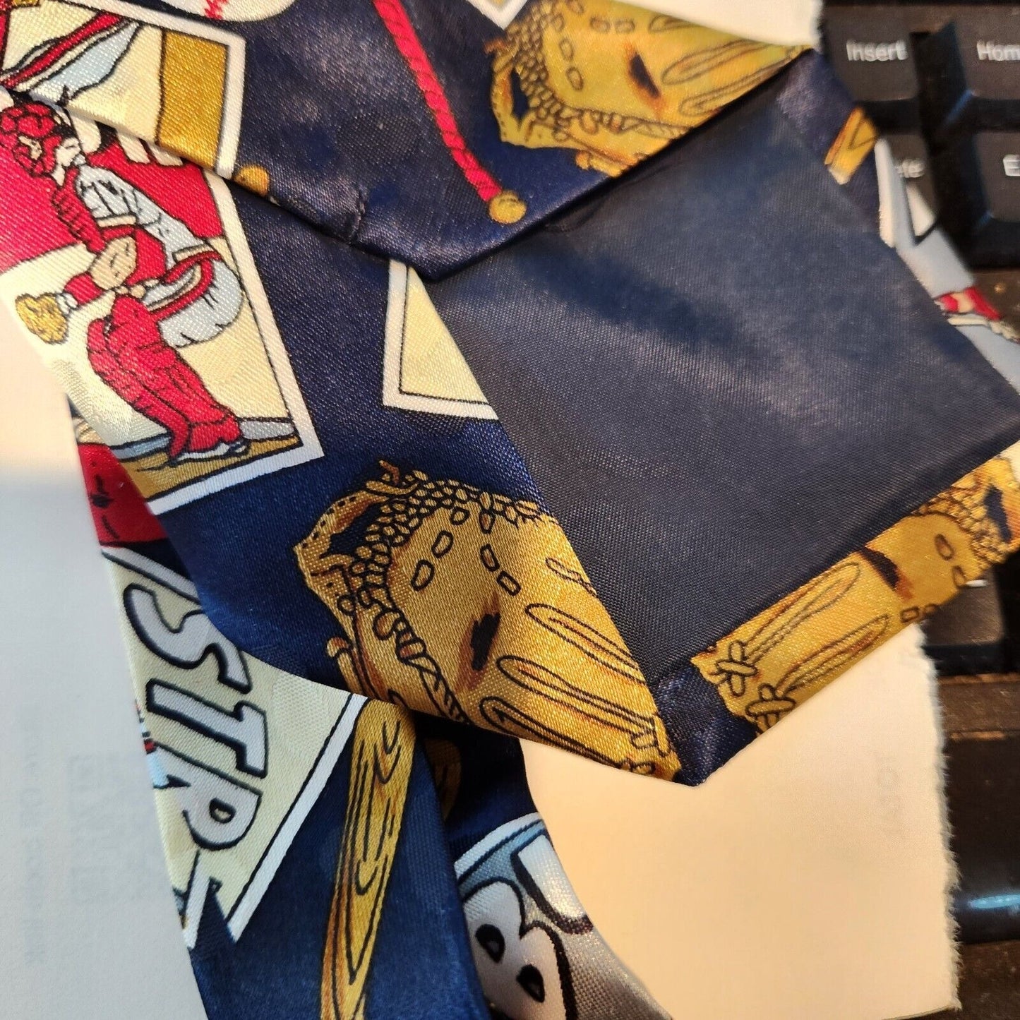 Tie Baseball Red Blue White  Brand Dino Romaro  Hand Made 58" x 4"