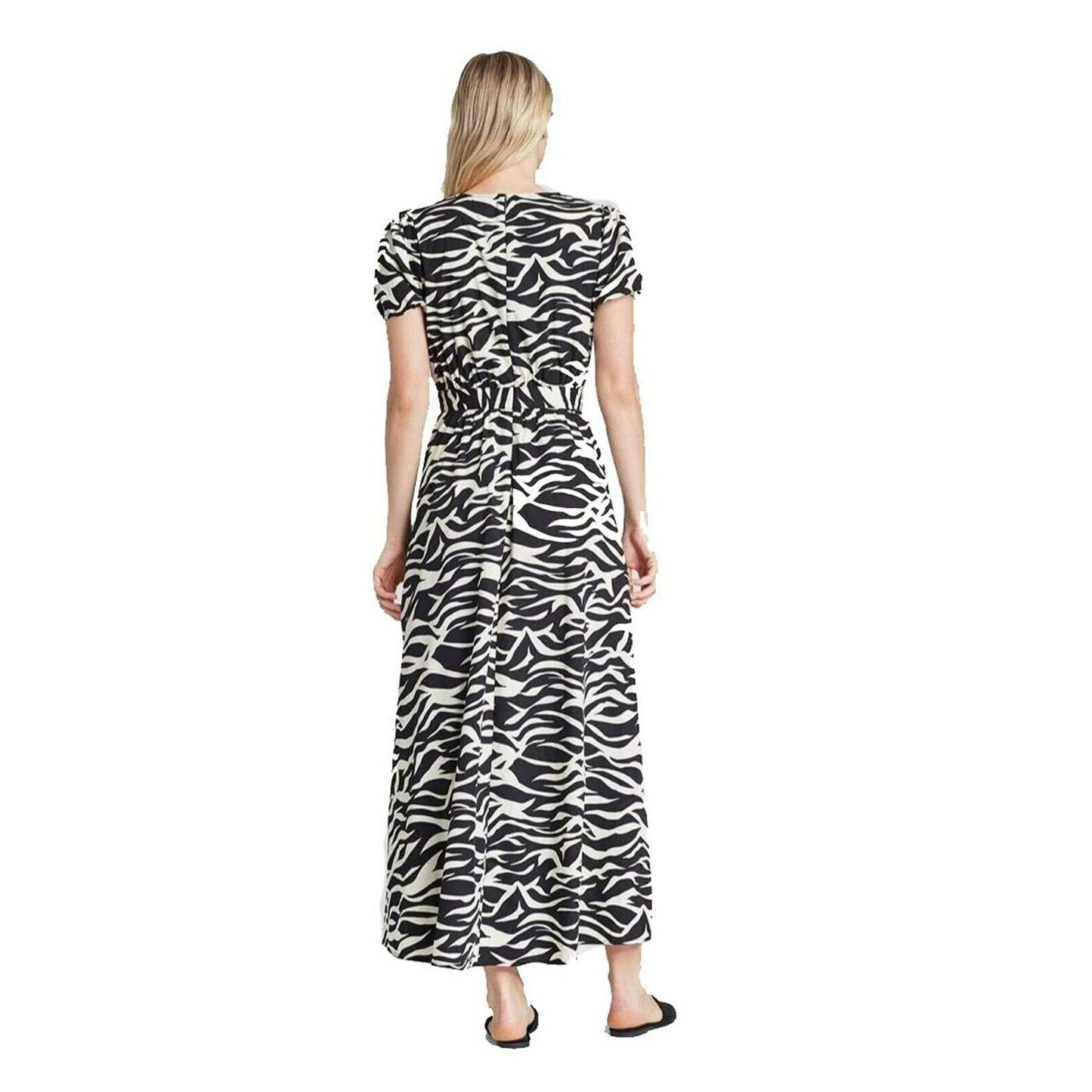 Dress Who What Wear Women's Size XL Animal Print Short Sleeve Black White Cotton
