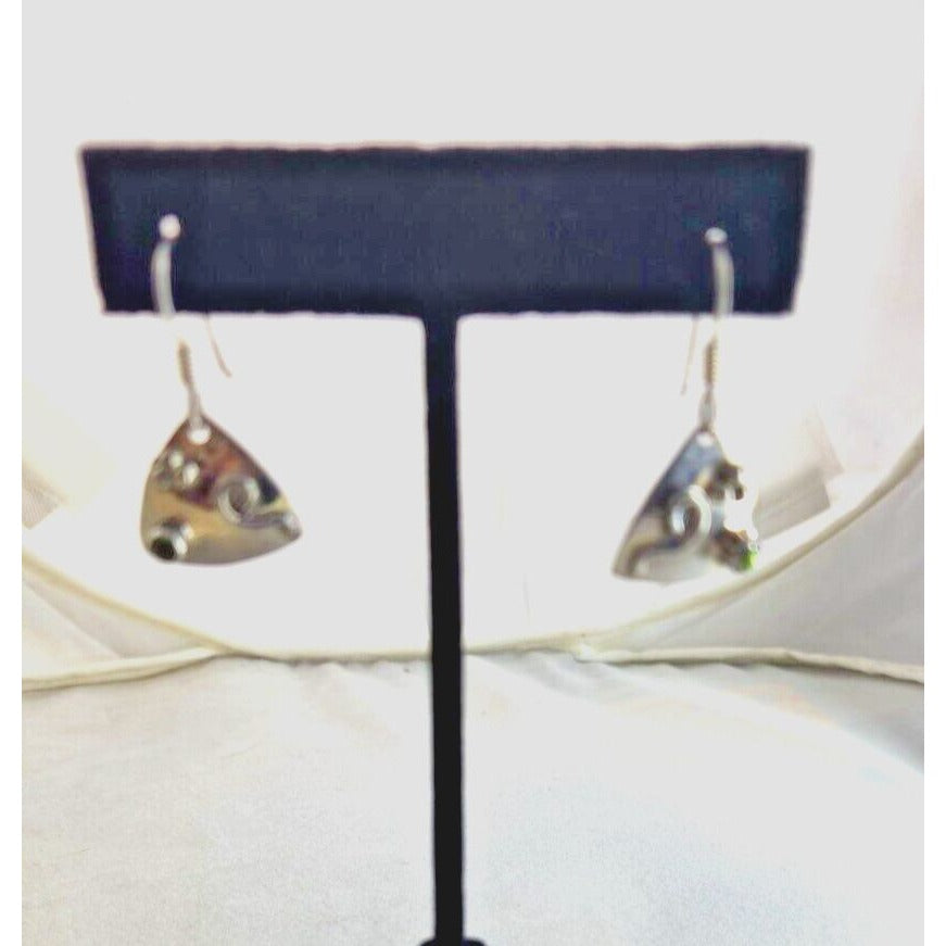 Jewelry Earrings Set Peridot Triangle 925 Silver Weight 3.8 Gr Handmade