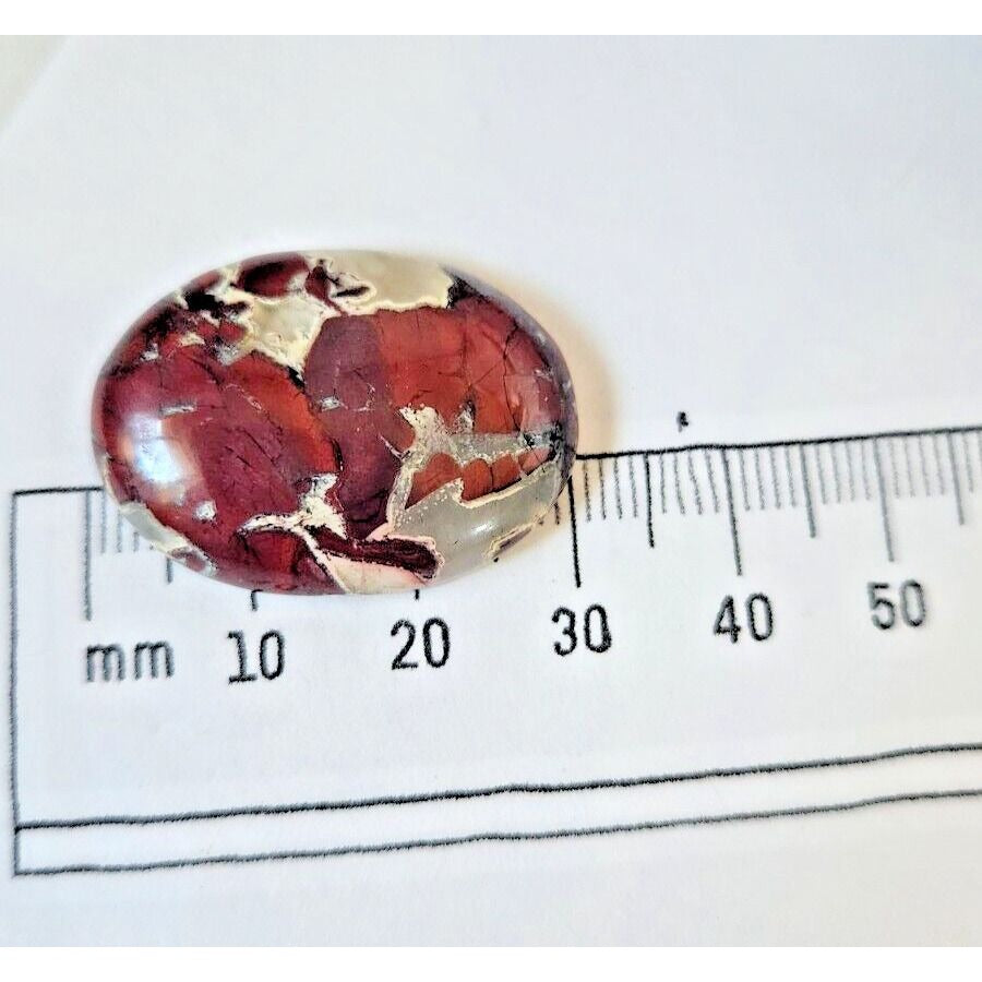 Gemstones Loose Red Brecciated Agate Cabochon 7.4 gr Pendant Size 14 mm x 30 mm