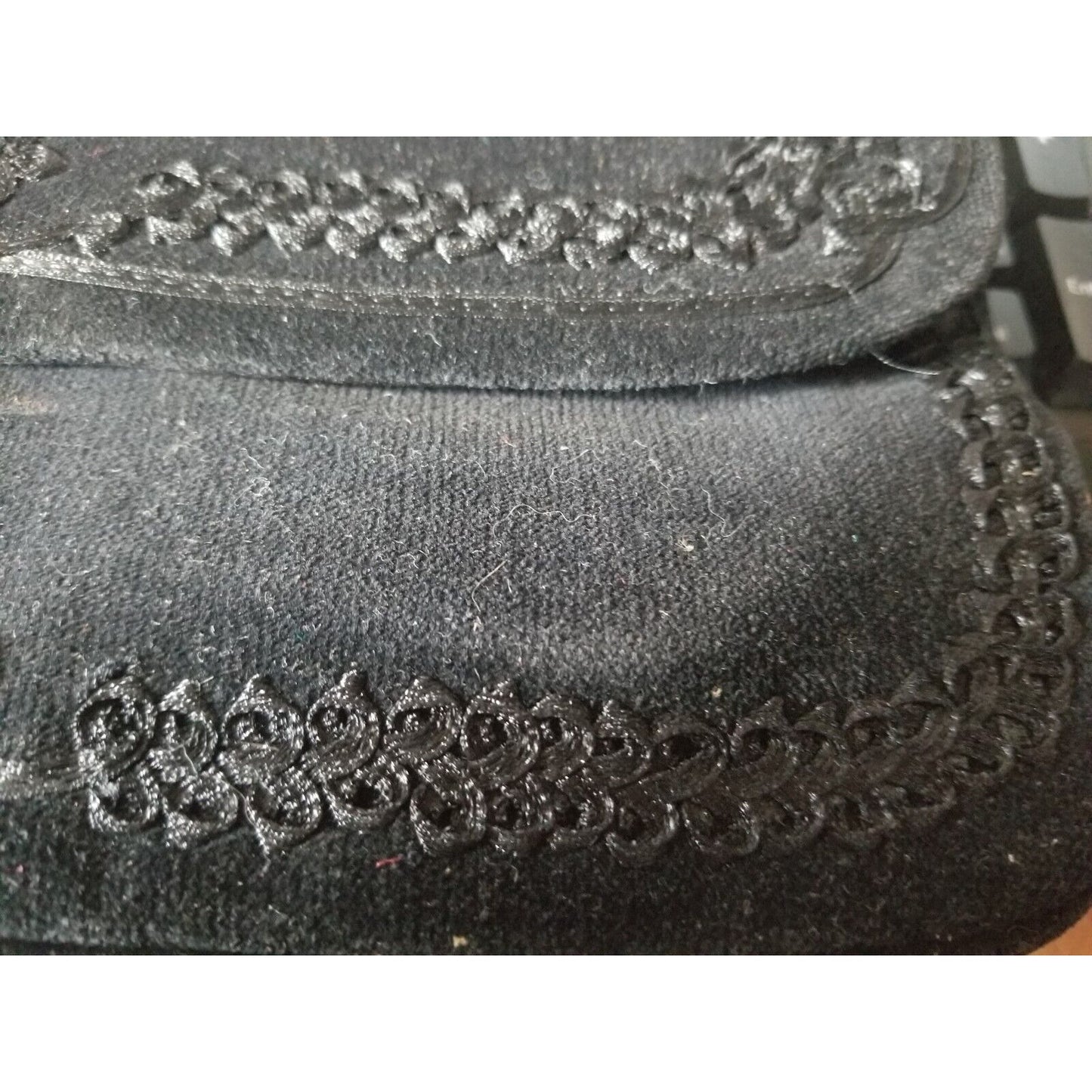 Oasis Black Purse Clutch With Short Strap Tassels Velvet Feel