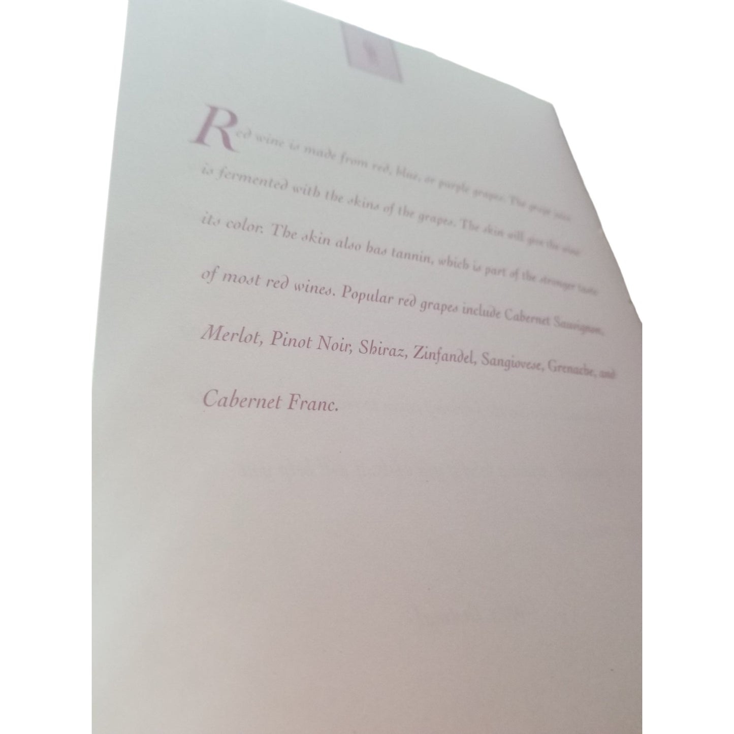 Wine Journal 80 pages Has description of wines and pages to describe what where when